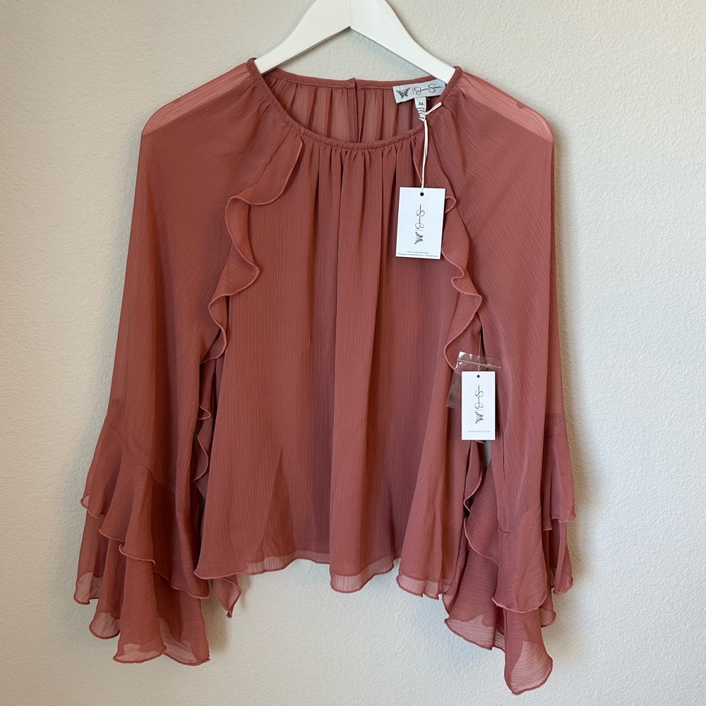 ☀️ New! JESSICA SIMPSON Elaine Ruffle Blouse